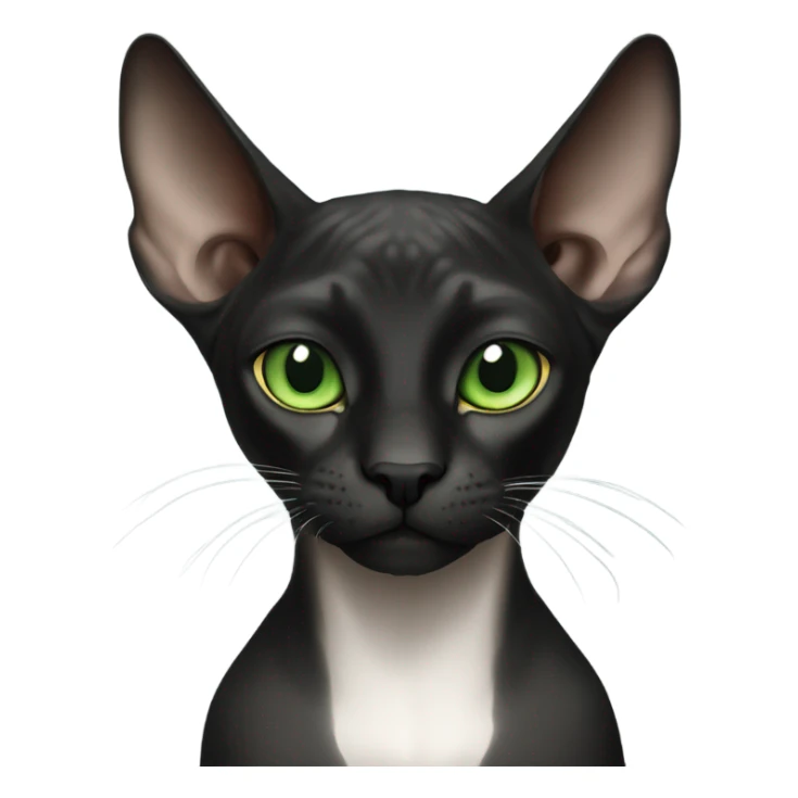 black sphinx cat with green eyes and a white spot on the mouth  sticker