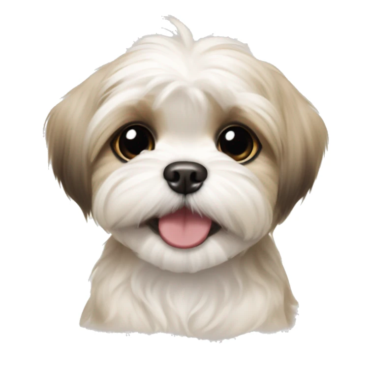happy Maltese shih tzu puppy beige sticker