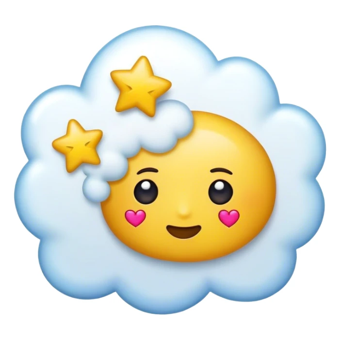 emoji with thought bubble with stars and hearts inside sticker