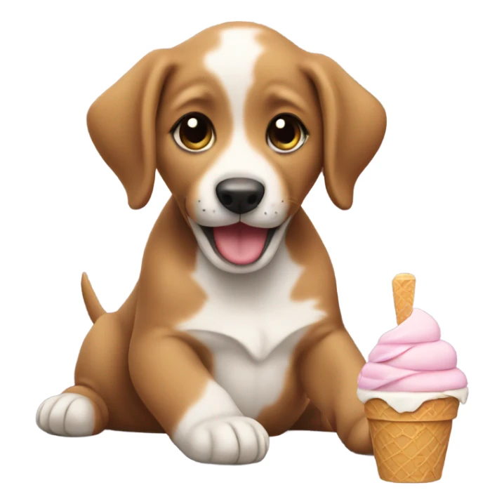 A puppy eating ice cream sticker