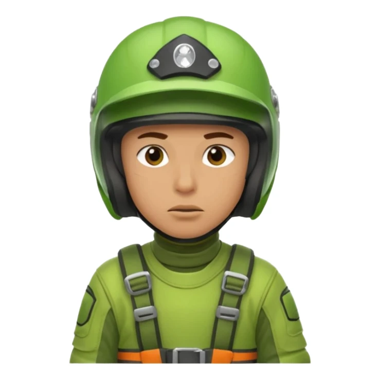 dirtbike rider in green gear thinking about his answer to a question sticker