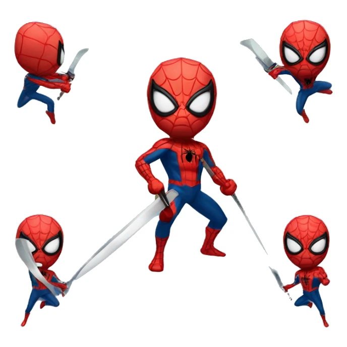 Spider-man with a sword in a slicing pose sticker