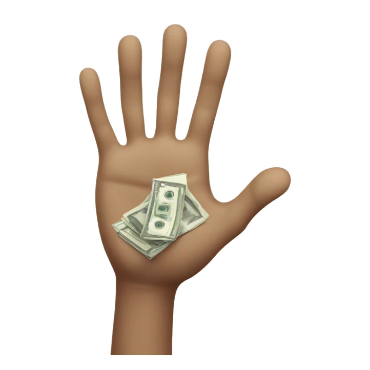 White teeager hand with money in hand sticker