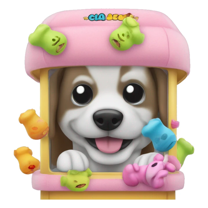 Claw machine with dog toys in it sticker