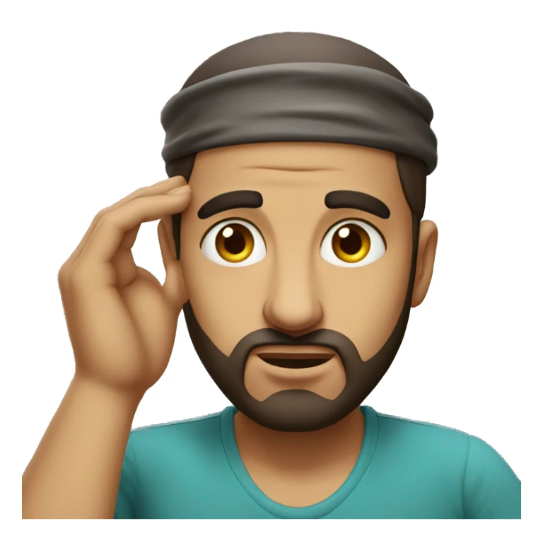 Arab holding his head photorealistic serious sticker