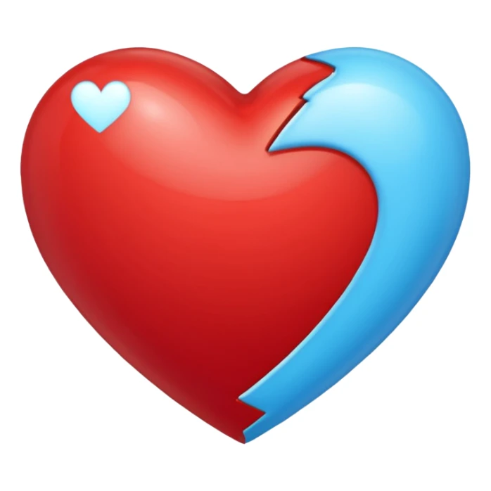 Corazón rojo único diferente con tonos azul claro sticker