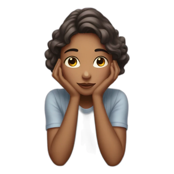 Dreamy girl looking up head on her hands sticker