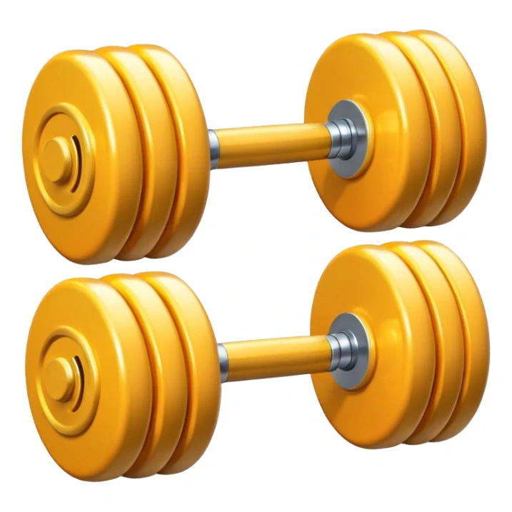 “3D glossy emoji of a dumbbell, bright colors, shiny plastic texture, soft reflections, cute rounded style, high detail, fitness icon, clean white background.” sticker