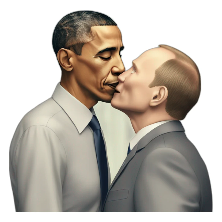 Barak Obama kiss Putin sticker