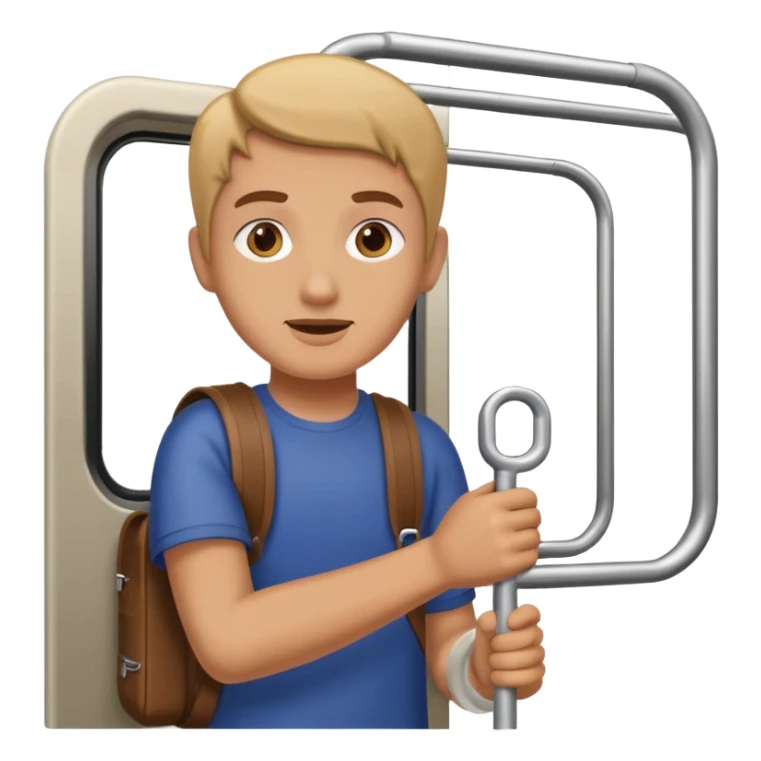 Rider holding grab bar,Metro Riders, inside metro train, no transparent. sticker