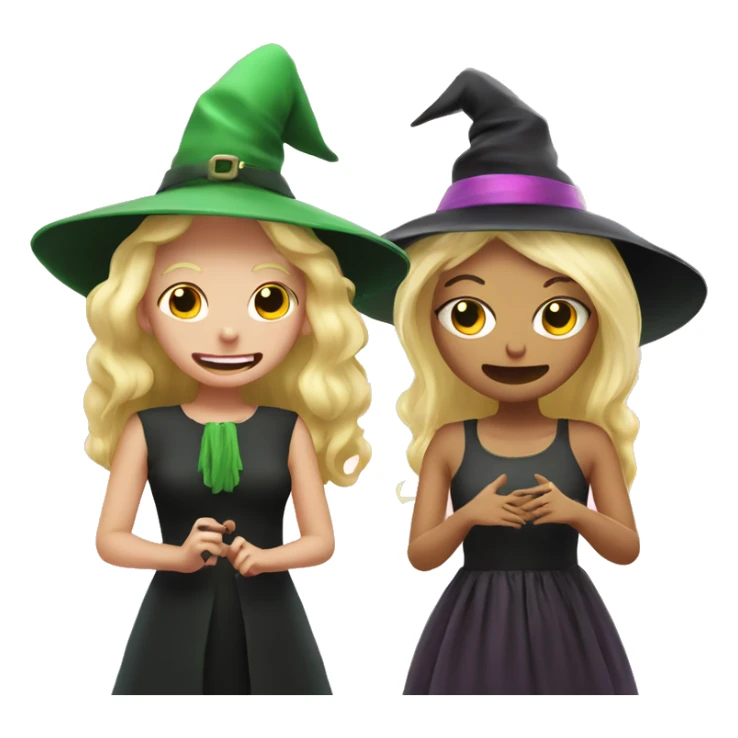 Pink Witch With Blonde Hair & Green Witch Having A Conversation  sticker