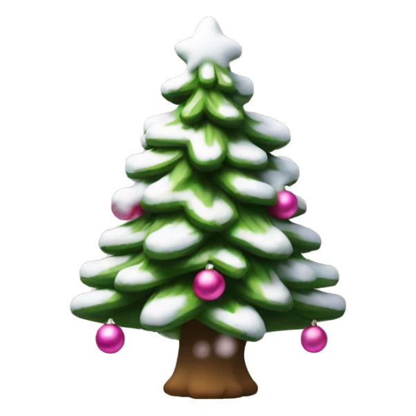 Christmas tree with white snow and pink ornaments  sticker