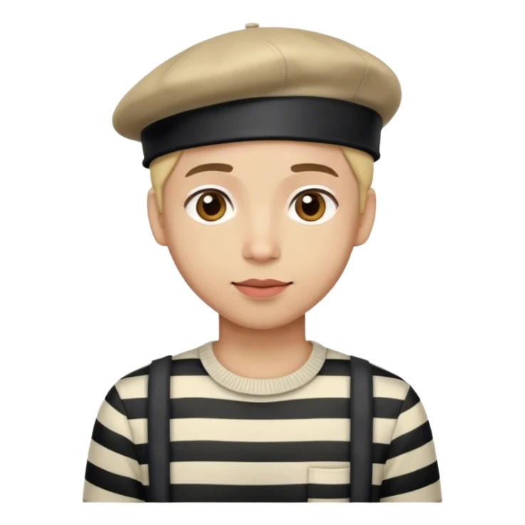 French person with a beret and stripped shirt sticker