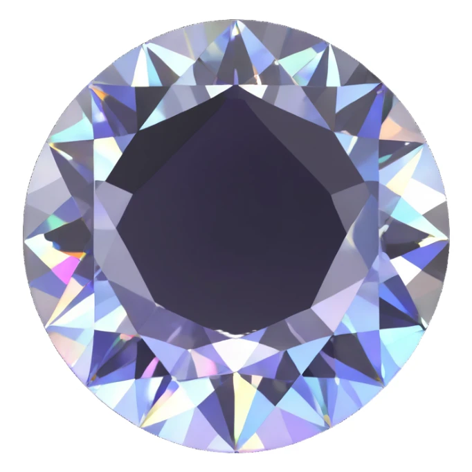 brilliant round white diamond mounted in polished silver, soft holographic shimmer sticker