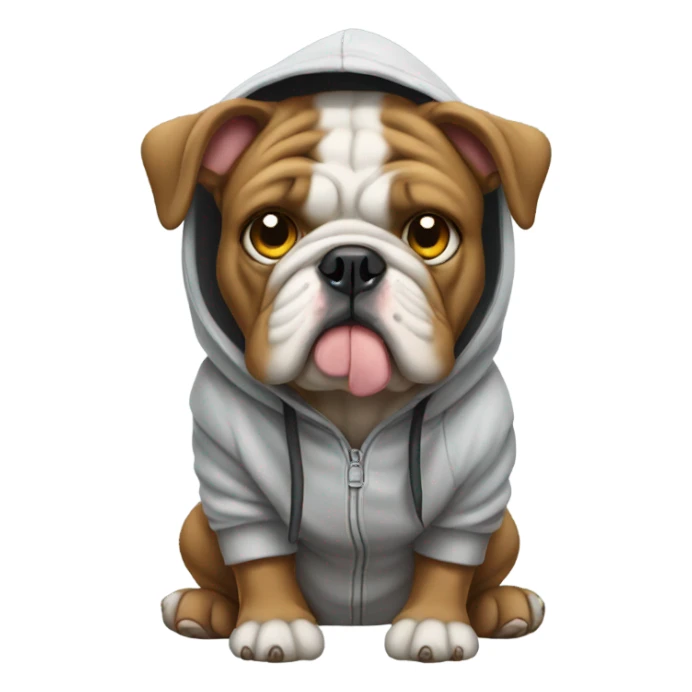Bulldog wearing a hoodie sticker