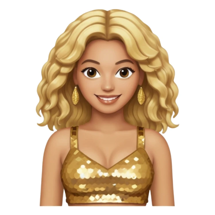 Beyonce with blonde hair, gold sequin crop top  sticker