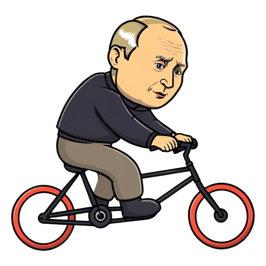 Vladimir Putin riding a bicycle sticker