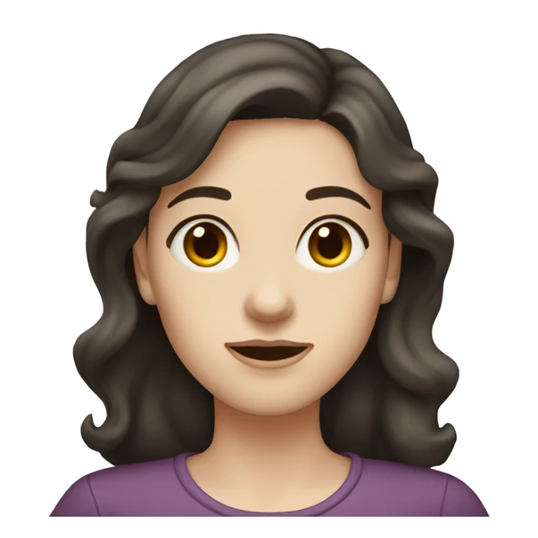 wavy medium dark hair women with pale skin, wide eyes, wide face sticker