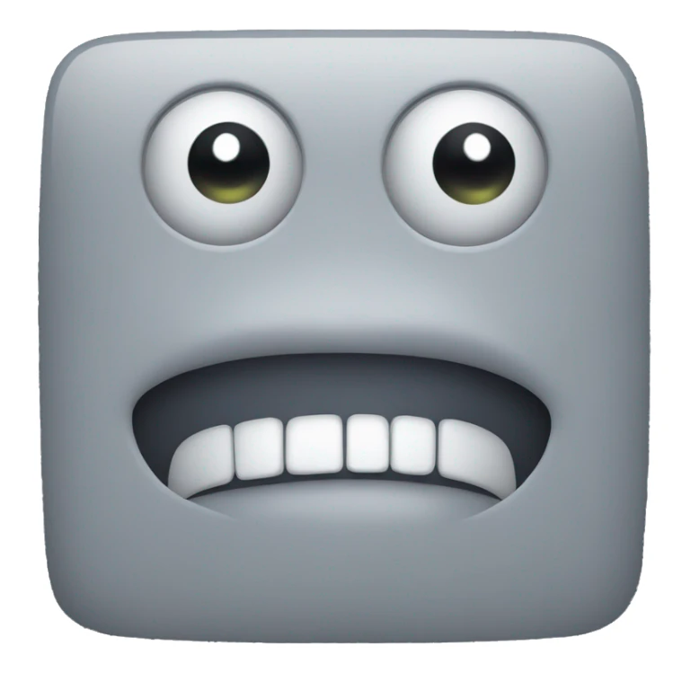 Gray square with eyes and mouth  sticker