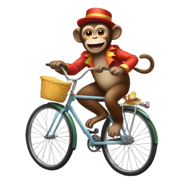 A monkey in a clown costume on a bicycle sticker