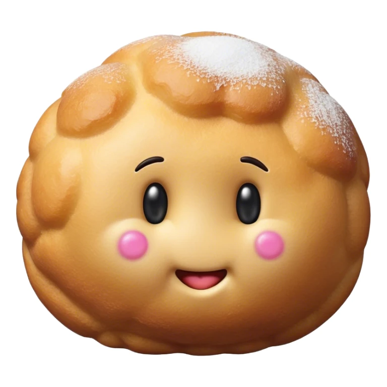 Cinematic Realistic Bu√±uelo Dessert Emoji, showcasing a fluffy, deep-fried dough ball dusted with sugar rendered with lifelike textures and warm, festive lighting. sticker