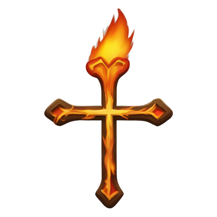 Cœur avec une croix et du feu au dessus  sticker