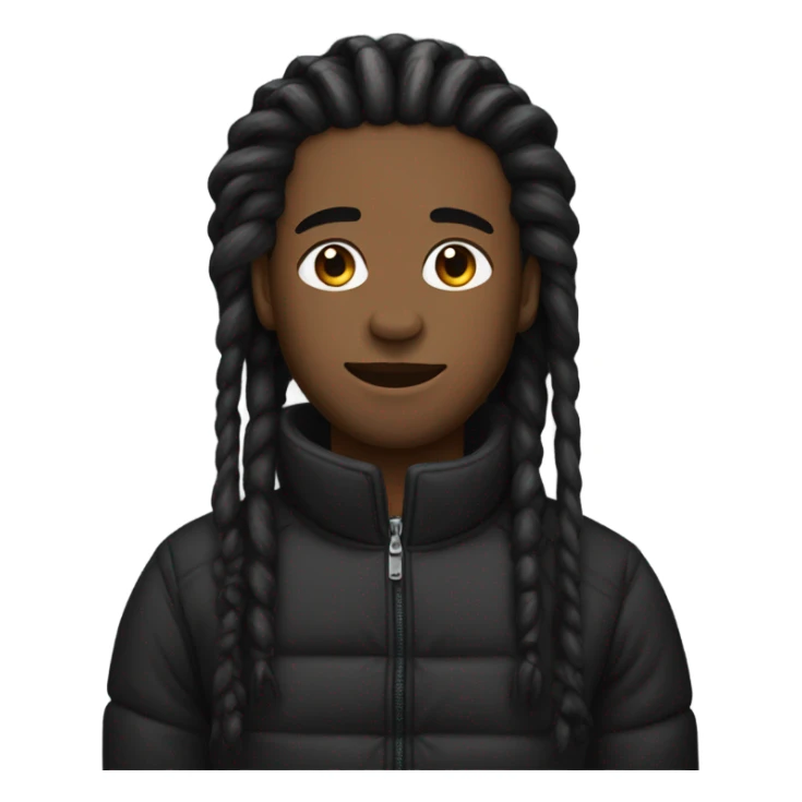 black man with black puffer jacket and dreads in a high ponytail sticker