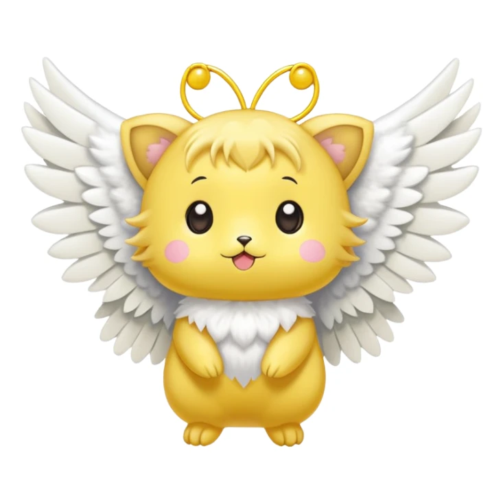 yellow keru from card captor sakura with white wings sticker