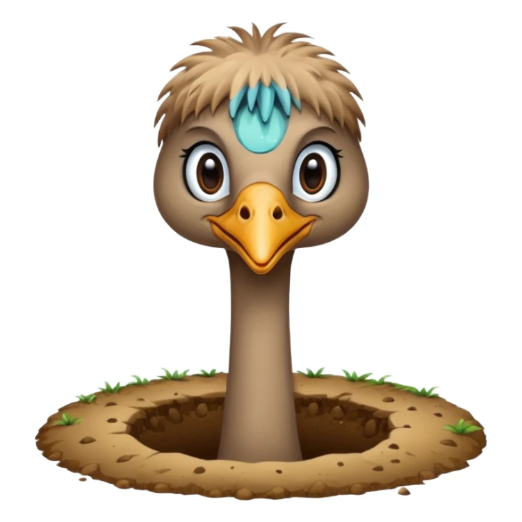 Ostrich with head inside a hole in the ground sticker
