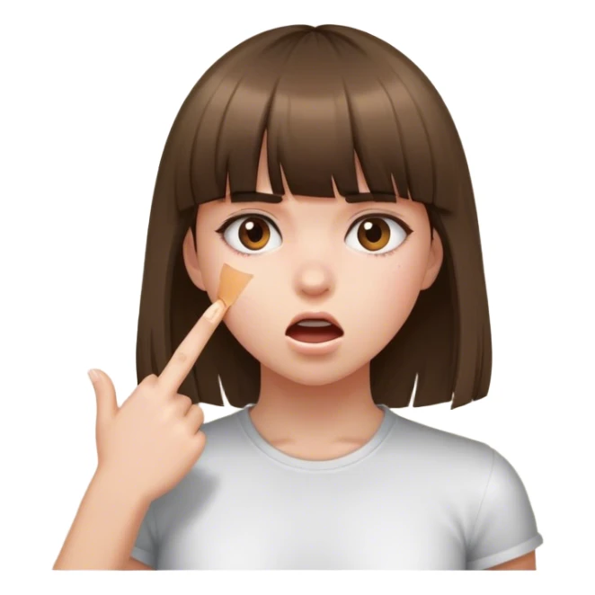 The girl bangs her face against the wall sticker