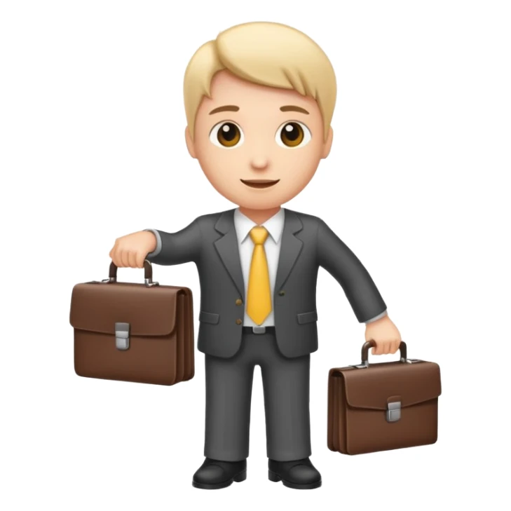 emoji style character representing a Business Lead holding a briefcase or bar chart sticker