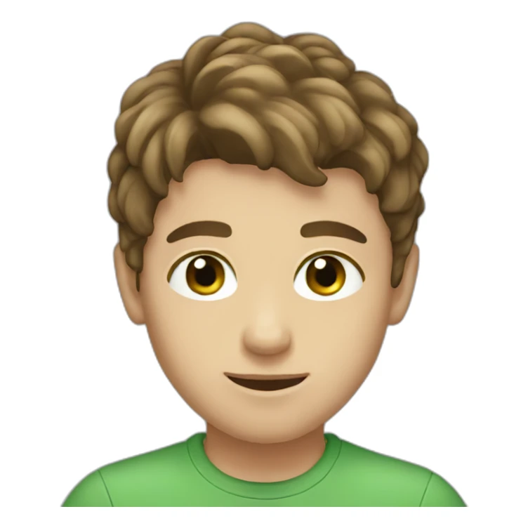 Boy with green eyes, middle hair part, brown hair sticker