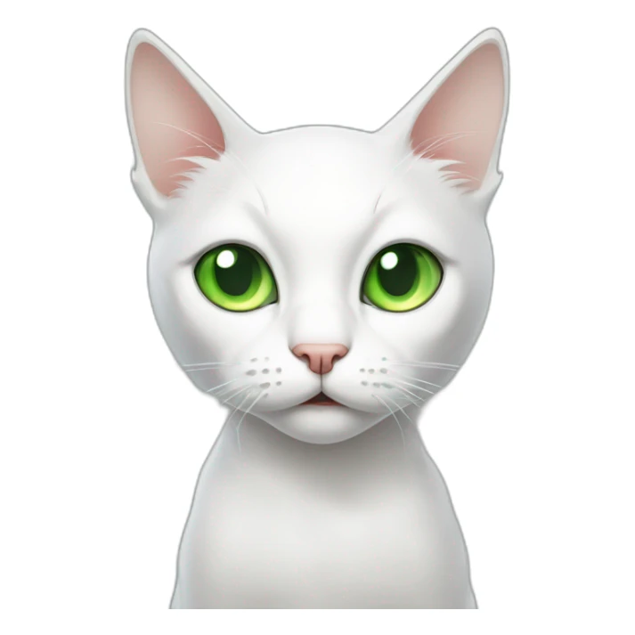A skinny white cat with green eyes looking confused and meowing sticker
