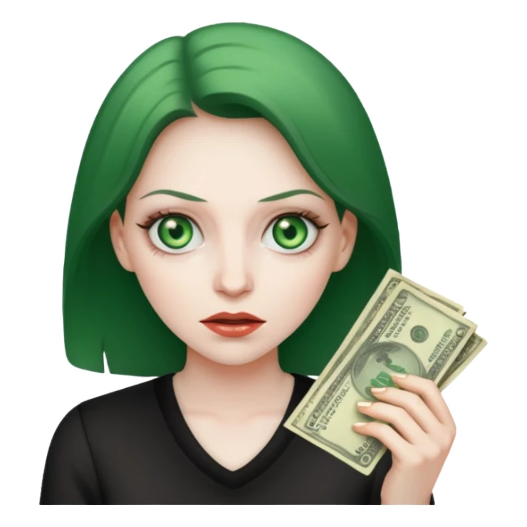 Crazed looked woman who wants to spend money sticker