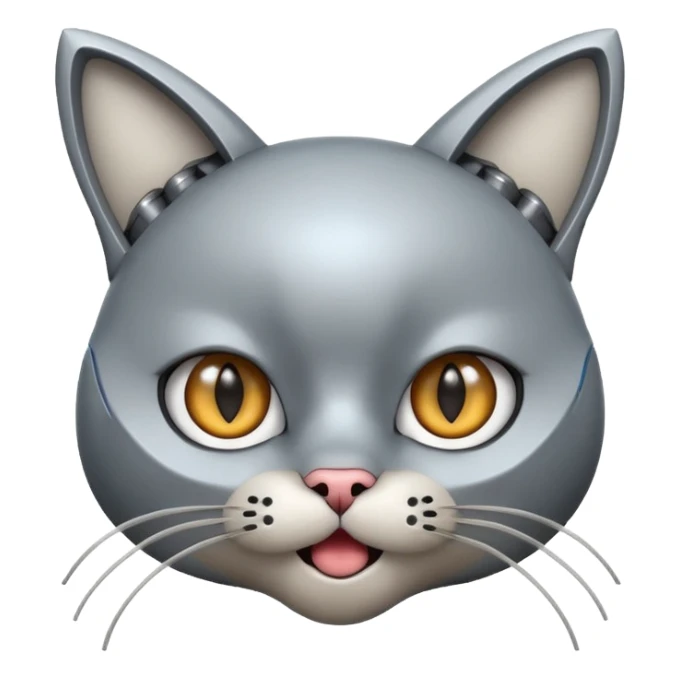 robot looking surprised with cat ears and looks funny sticker