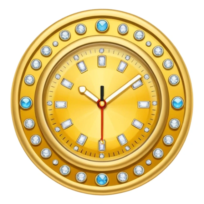 Crea un reloj de oro amarillo con muchos diamantes sticker
