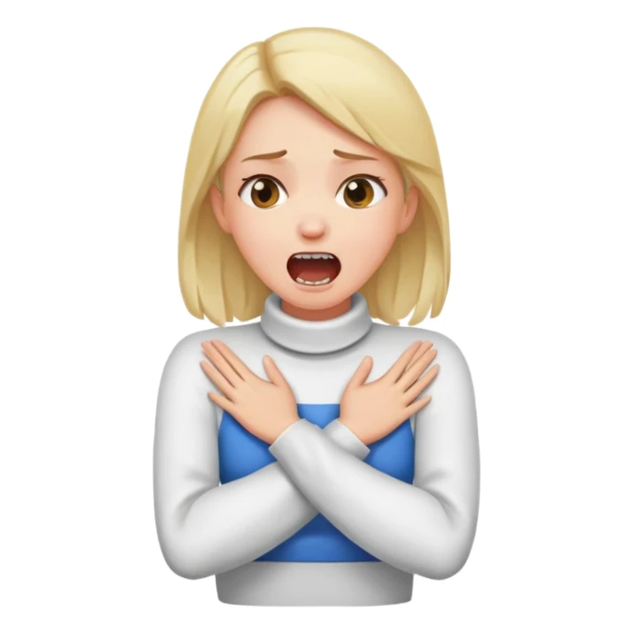 girl cross arms hands on neck screaming sticker