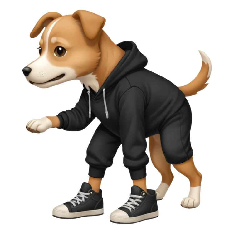 Dog wearing shoes and  hoodie sticker