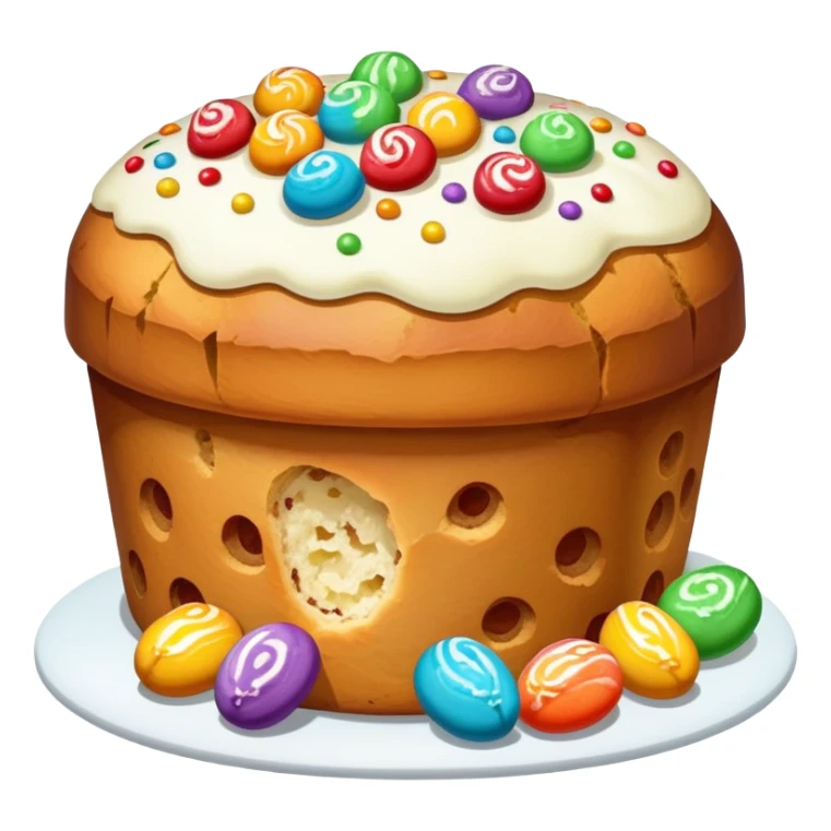 Panettone with white cream and candies sticker