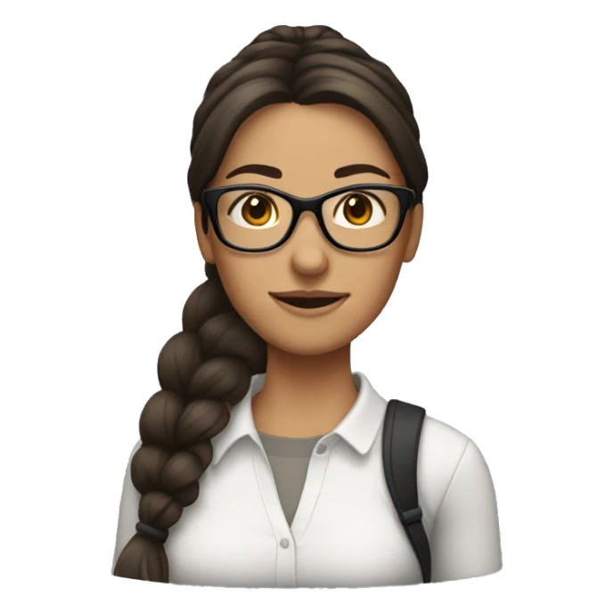 Brunette woman with ponytail wearing glasses sticker