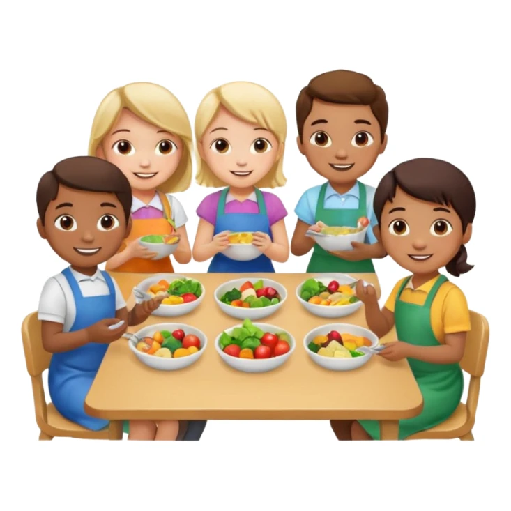 Kinder essen ein gesundes Mittagessen im Kindergarten sticker