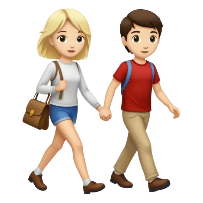 Blonde girl & brunette boy walking sticker
