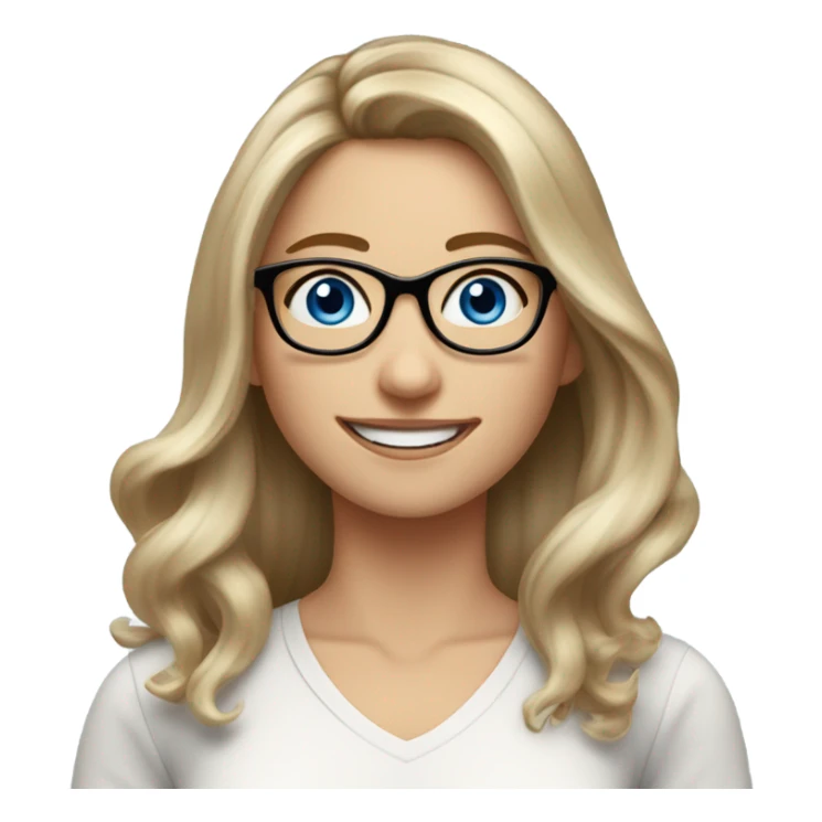 Real Shoulder length Balayage pale model lady with glasses and blue eyes happy  sticker
