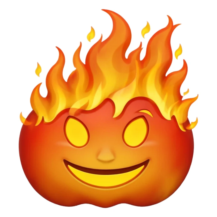 apple style emoji of a street on fire sticker