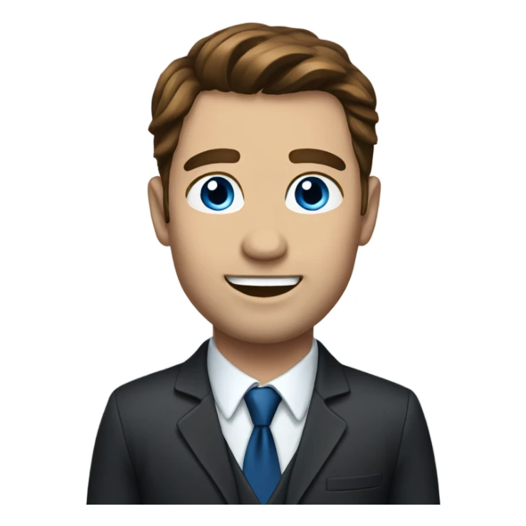 man with brown hair and blue eyes in a suit sticker