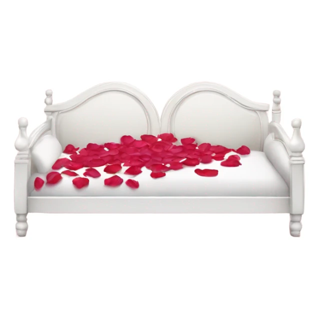 white Valentine’s Day bed with rose petals sticker