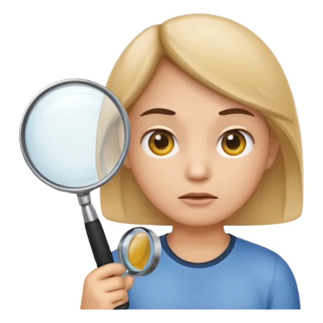 emoji with magnifying glass and black background with serious face sticker