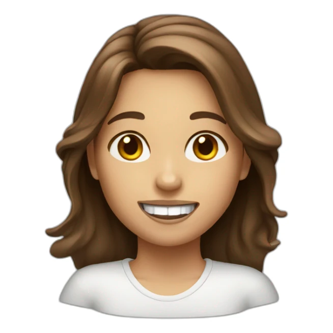 a girl with brown hair with chips instead of front tooth sticker