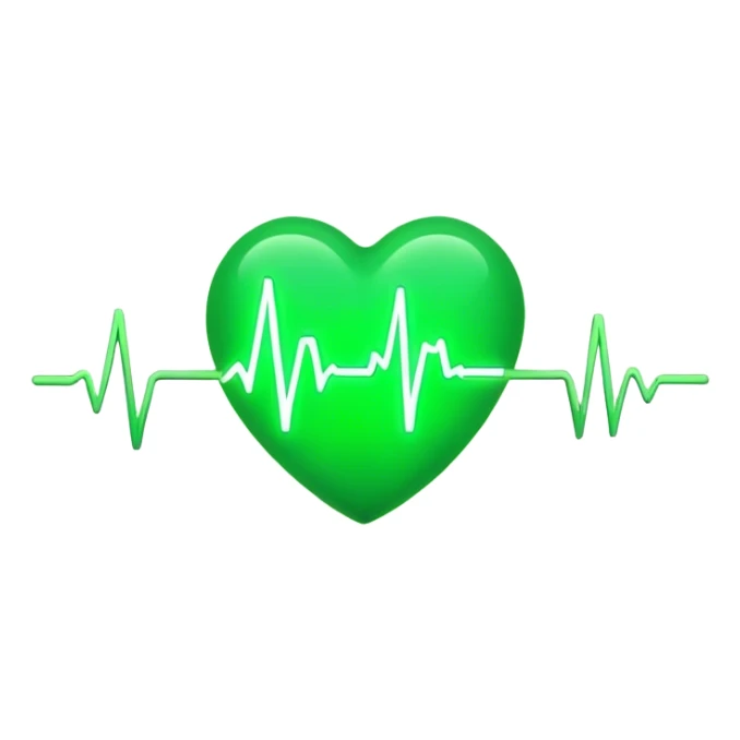 glowing green dot with ECG heartbeat line sticker