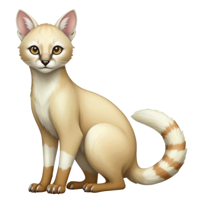 Colorful albino soft smooth silky pale light pastel white glorious divine exotic cute cool beautiful fantasy-caracal-civet-genet-sergal-vernid-Cacomistle-Trico-oncilla-animal-Fakémon-hybrid-fursona (full body) sticker